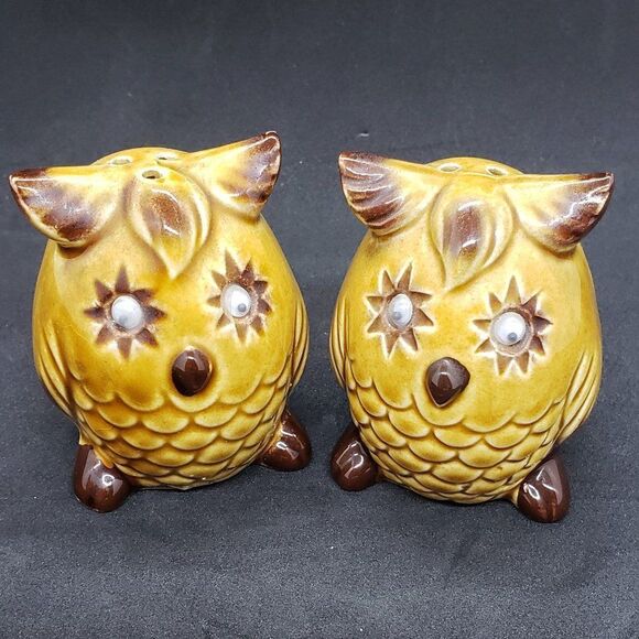 Ceramic Gold Owl Creamer and Salt & Pepper Set - Picture 12 of 14